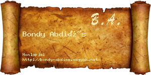 Bondy Abdiás névjegykártya